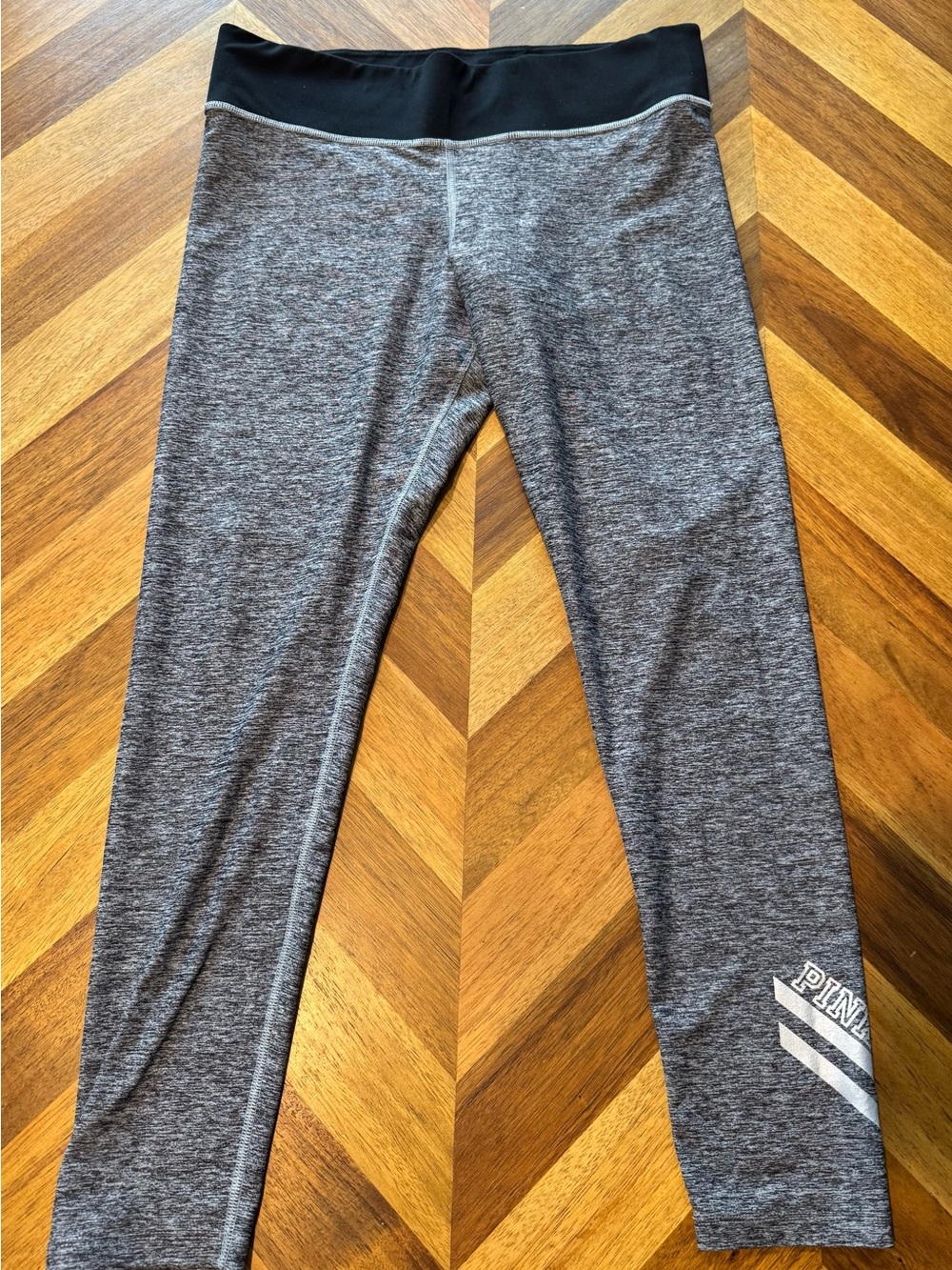 Victoria's Secret Gray Heather Leggings with Black Waistband